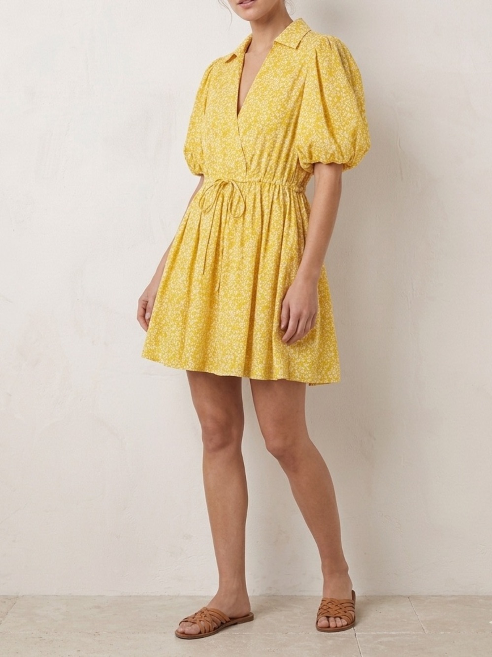 Olivia‎ James The Label Yellow Gold Ditzy Floral Sundress Mini Dress Medium M